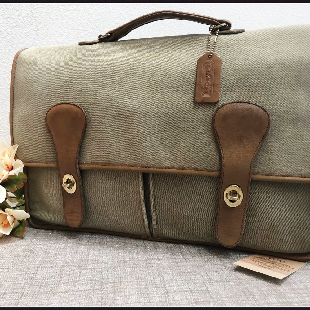 Rare Vintage Coach Twill Brief Bag, Briefcase 80s